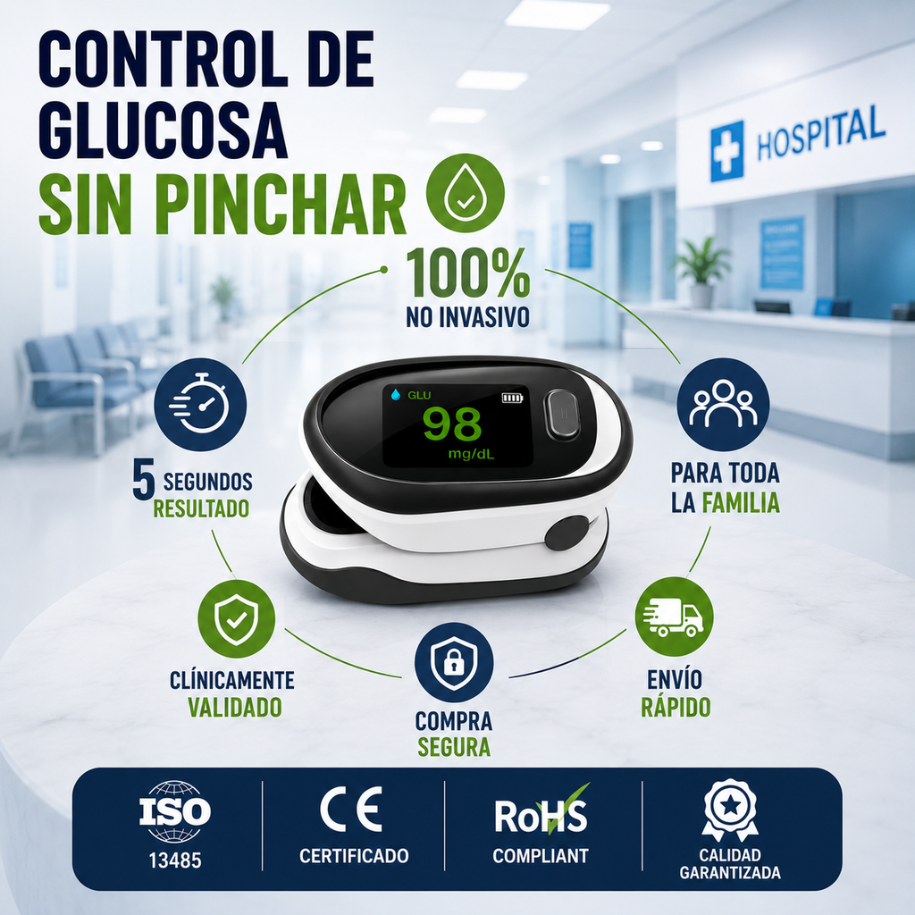 Medidor de glucosa en sangre no invasivo de tipo clip