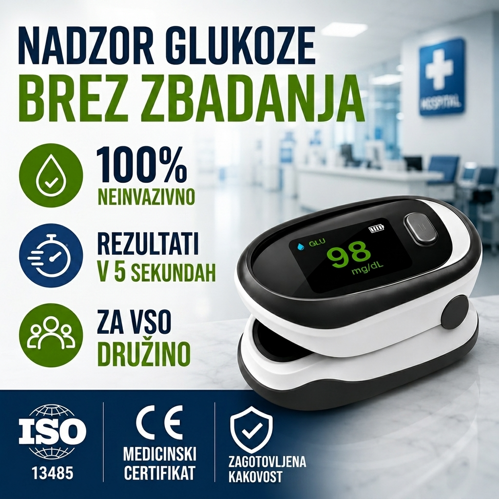 Neinvazívny glukometr s klipom
