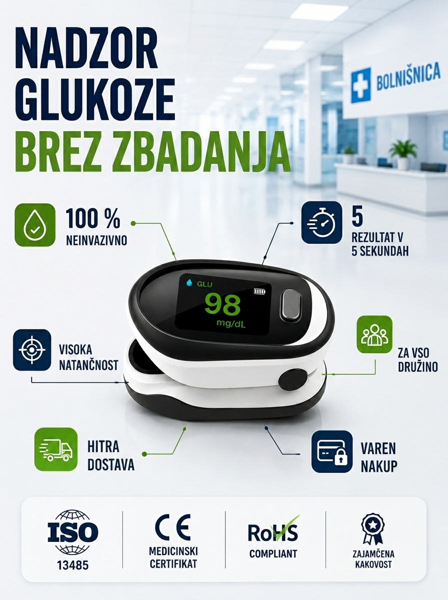 Neinvazívny glukometr s klipom
