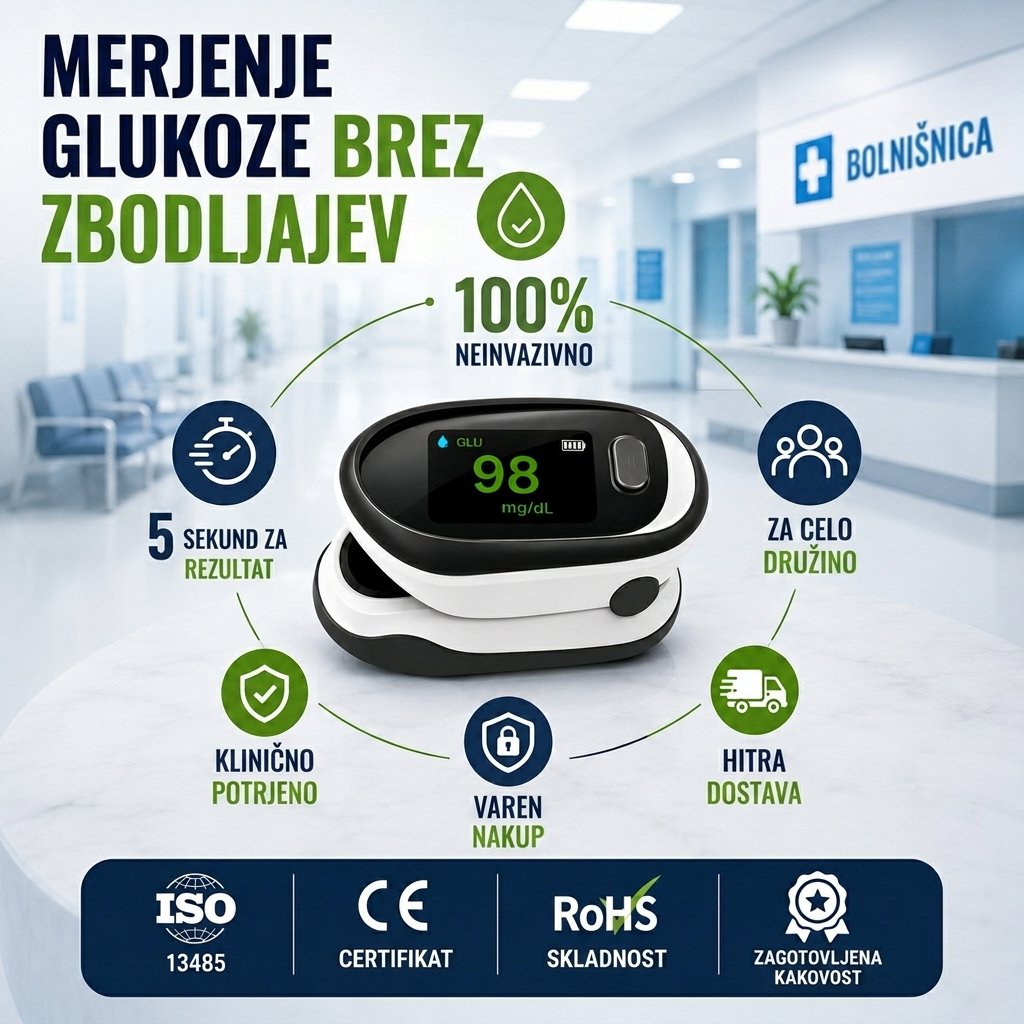 Neinvazívny glukometr s klipom