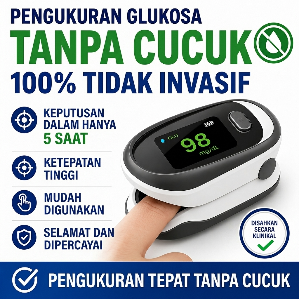Pengukur glukosa darah bukan invasif jenis klip