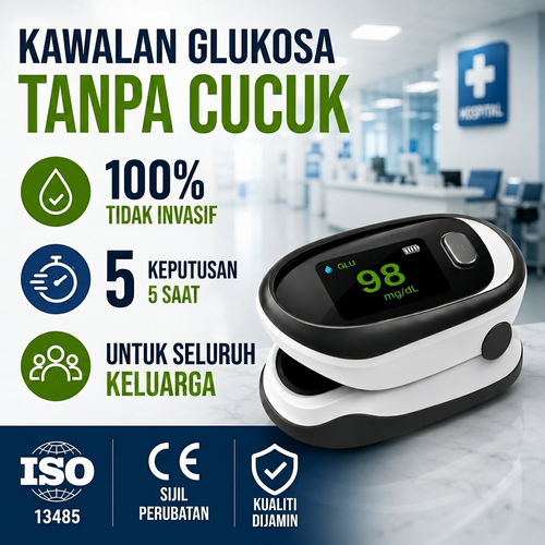 Pengukur glukosa darah bukan invasif jenis klip