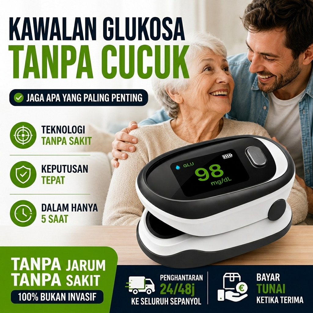 Pengukur glukosa darah bukan invasif jenis klip