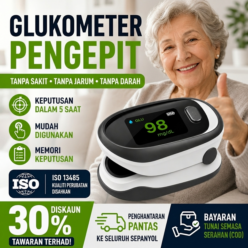 Pengukur glukosa darah bukan invasif jenis klip