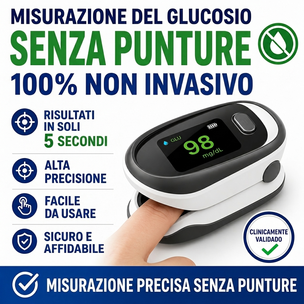 Misuratore di glucosio nel sangue non invasivo di tipo clip