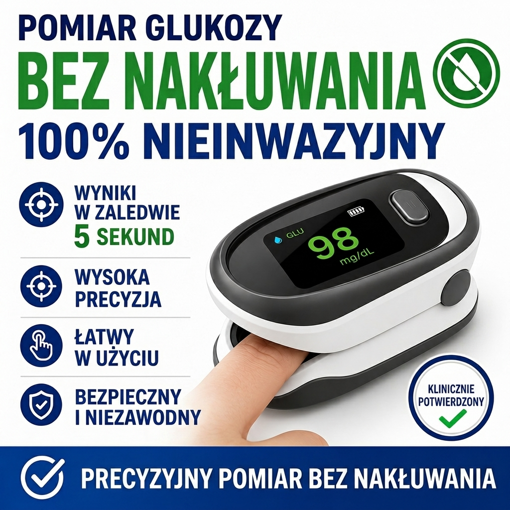 Bezinwazyjny glukometr typu klips