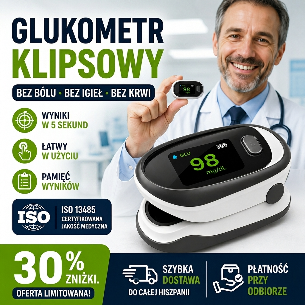 Bezinwazyjny glukometr typu klips