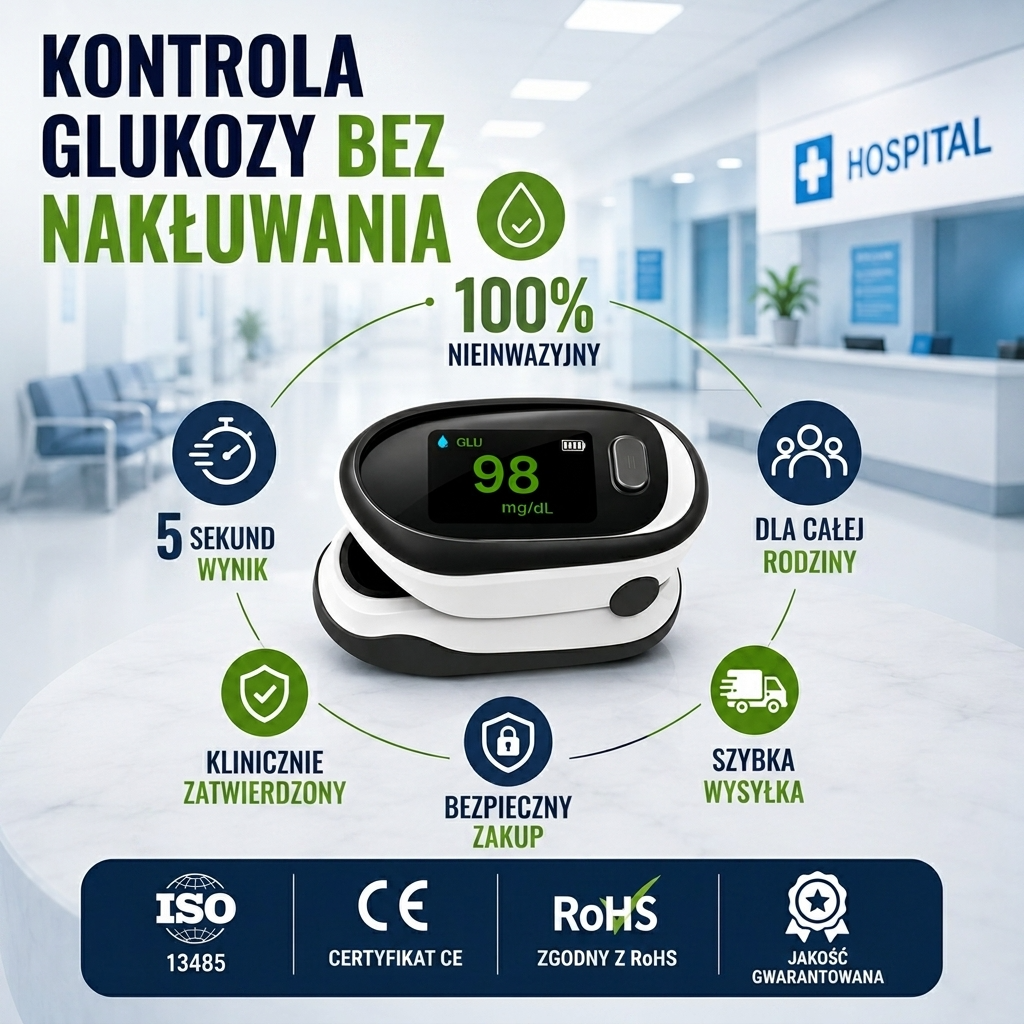 Csíptetős típusú, nem invazív vércukorszintmérő