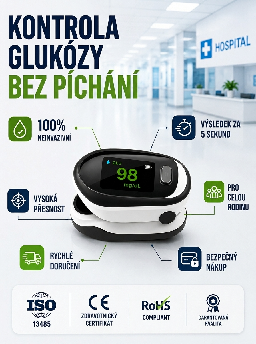 Neinvazivní glukometr typu klip