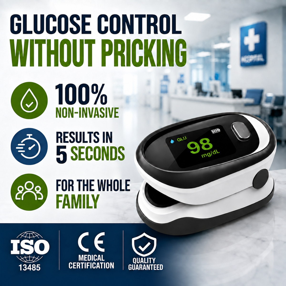 Clip-type non-invasive blood glucose meter